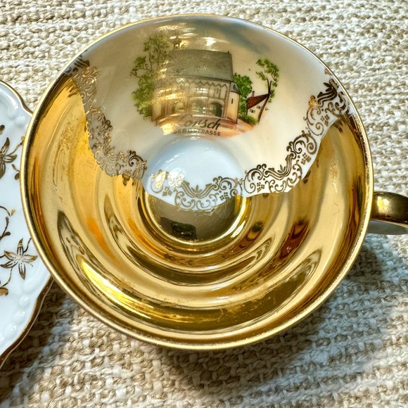 Vintage gold plated espresso coffee cup with a saucer Bareuther Bavaria Lorsch - Picture 3 of 10